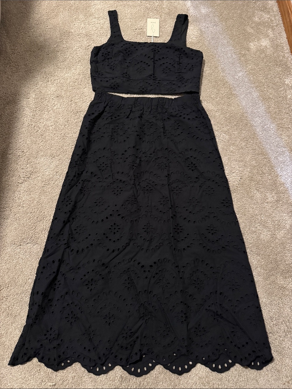Black Eyelet Two-Piece Midi Dress - Joie Brand